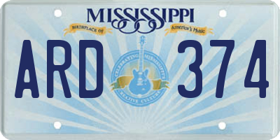 MS license plate ARD374