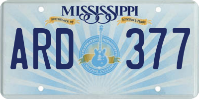MS license plate ARD377
