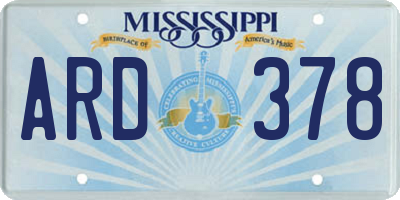 MS license plate ARD378