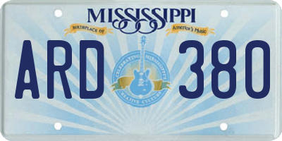 MS license plate ARD380