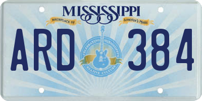 MS license plate ARD384
