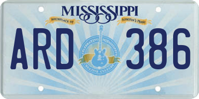 MS license plate ARD386
