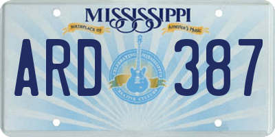 MS license plate ARD387