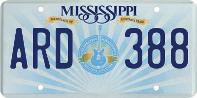 MS license plate ARD388