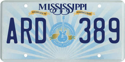 MS license plate ARD389