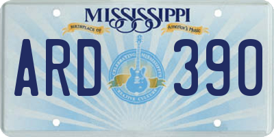 MS license plate ARD390