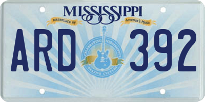 MS license plate ARD392
