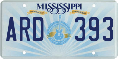 MS license plate ARD393