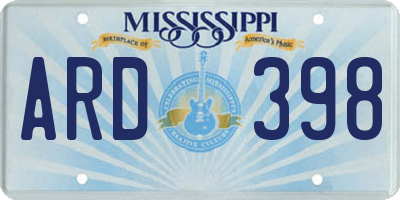 MS license plate ARD398