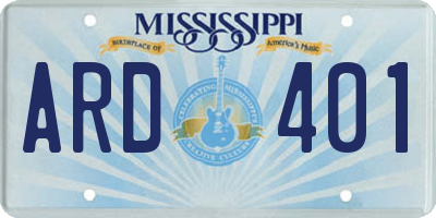 MS license plate ARD401