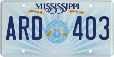 MS license plate ARD403