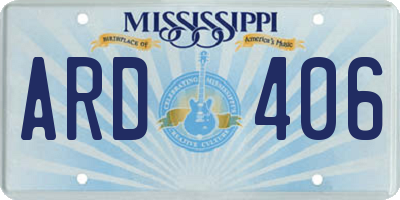 MS license plate ARD406