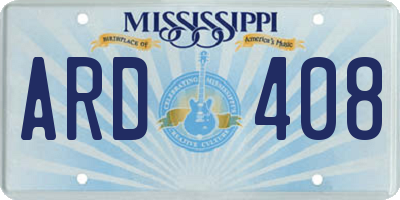 MS license plate ARD408