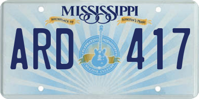 MS license plate ARD417