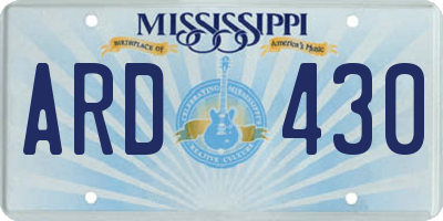 MS license plate ARD430