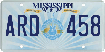 MS license plate ARD458