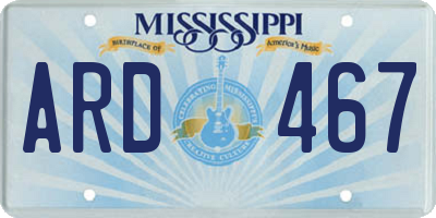 MS license plate ARD467