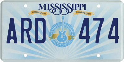 MS license plate ARD474