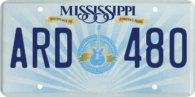 MS license plate ARD480