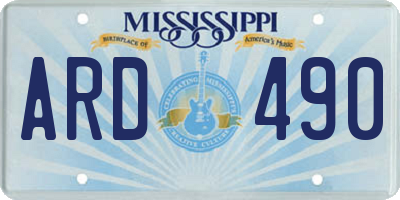 MS license plate ARD490