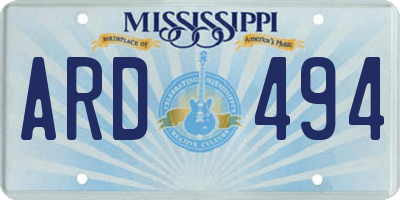 MS license plate ARD494