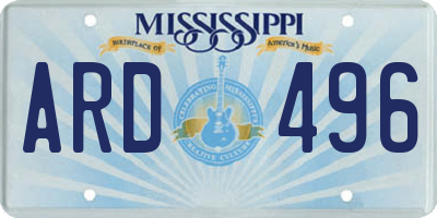MS license plate ARD496
