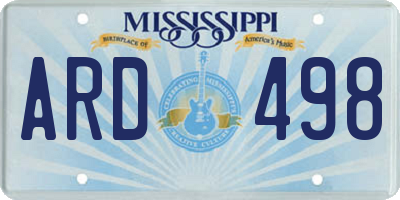 MS license plate ARD498