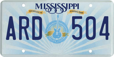 MS license plate ARD504