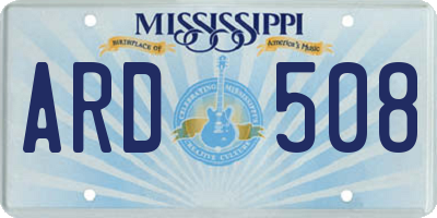 MS license plate ARD508