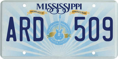 MS license plate ARD509
