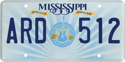 MS license plate ARD512