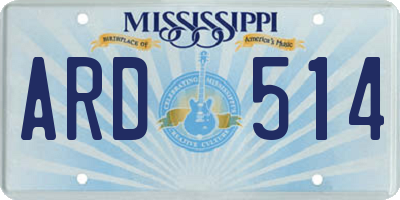 MS license plate ARD514