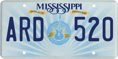 MS license plate ARD520