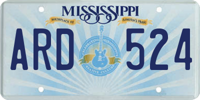 MS license plate ARD524