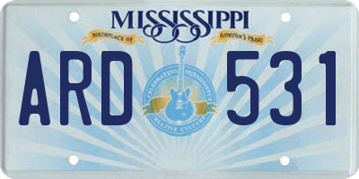 MS license plate ARD531