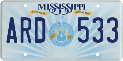 MS license plate ARD533