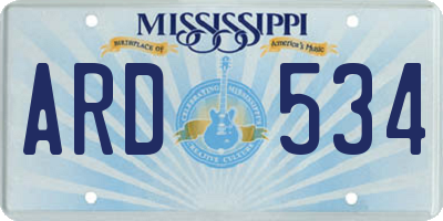 MS license plate ARD534