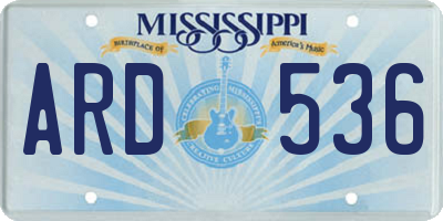 MS license plate ARD536