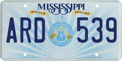 MS license plate ARD539