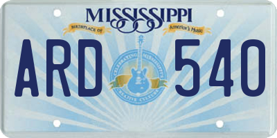 MS license plate ARD540