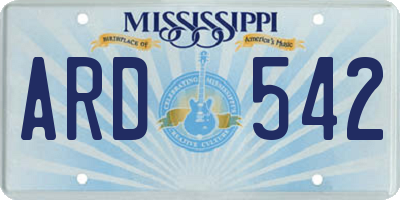 MS license plate ARD542