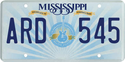 MS license plate ARD545