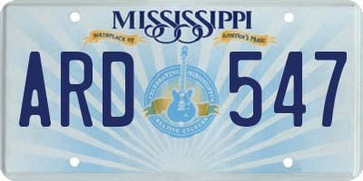 MS license plate ARD547