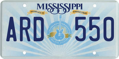 MS license plate ARD550