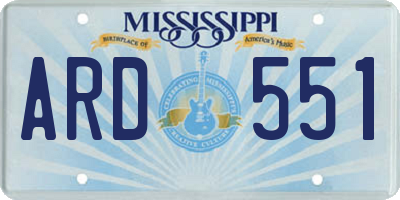 MS license plate ARD551