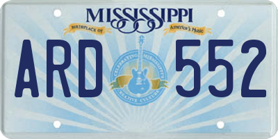 MS license plate ARD552