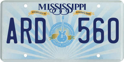 MS license plate ARD560