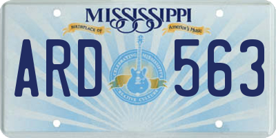 MS license plate ARD563