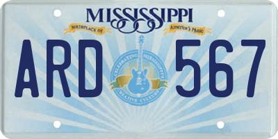 MS license plate ARD567