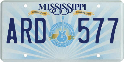MS license plate ARD577